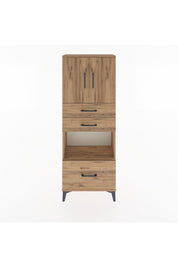 Arges Dolap 3 Raflı 3 Çekmeceli 2 Kapaklı 60x30x163 Çam-Çam