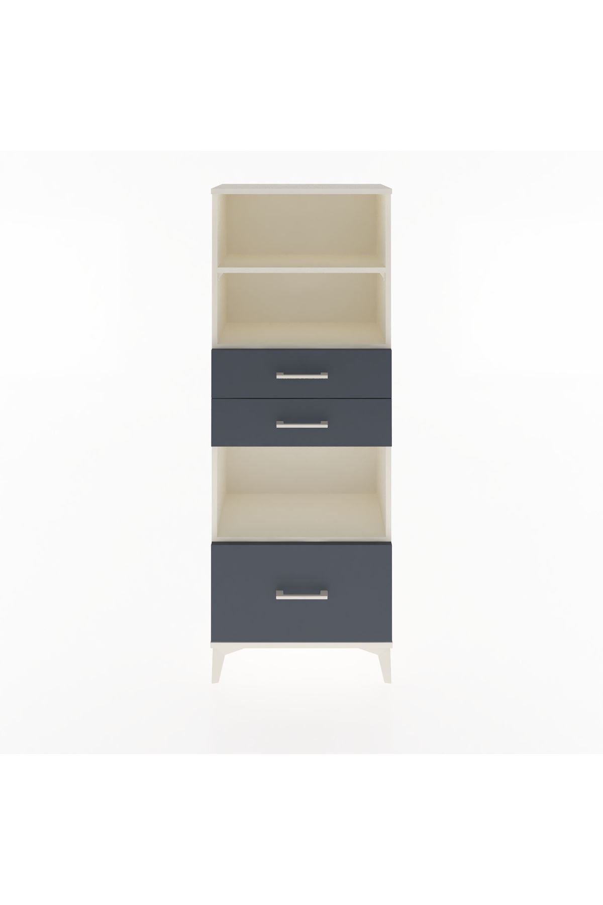 Arges Dolap 3 Raflı 3 Çekmeceli 60x30x163 Aytaşı-Antrasit