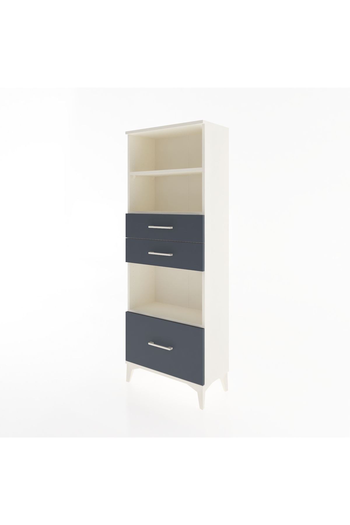 Arges Dolap 3 Raflı 3 Çekmeceli 60x30x163 Aytaşı-Antrasit