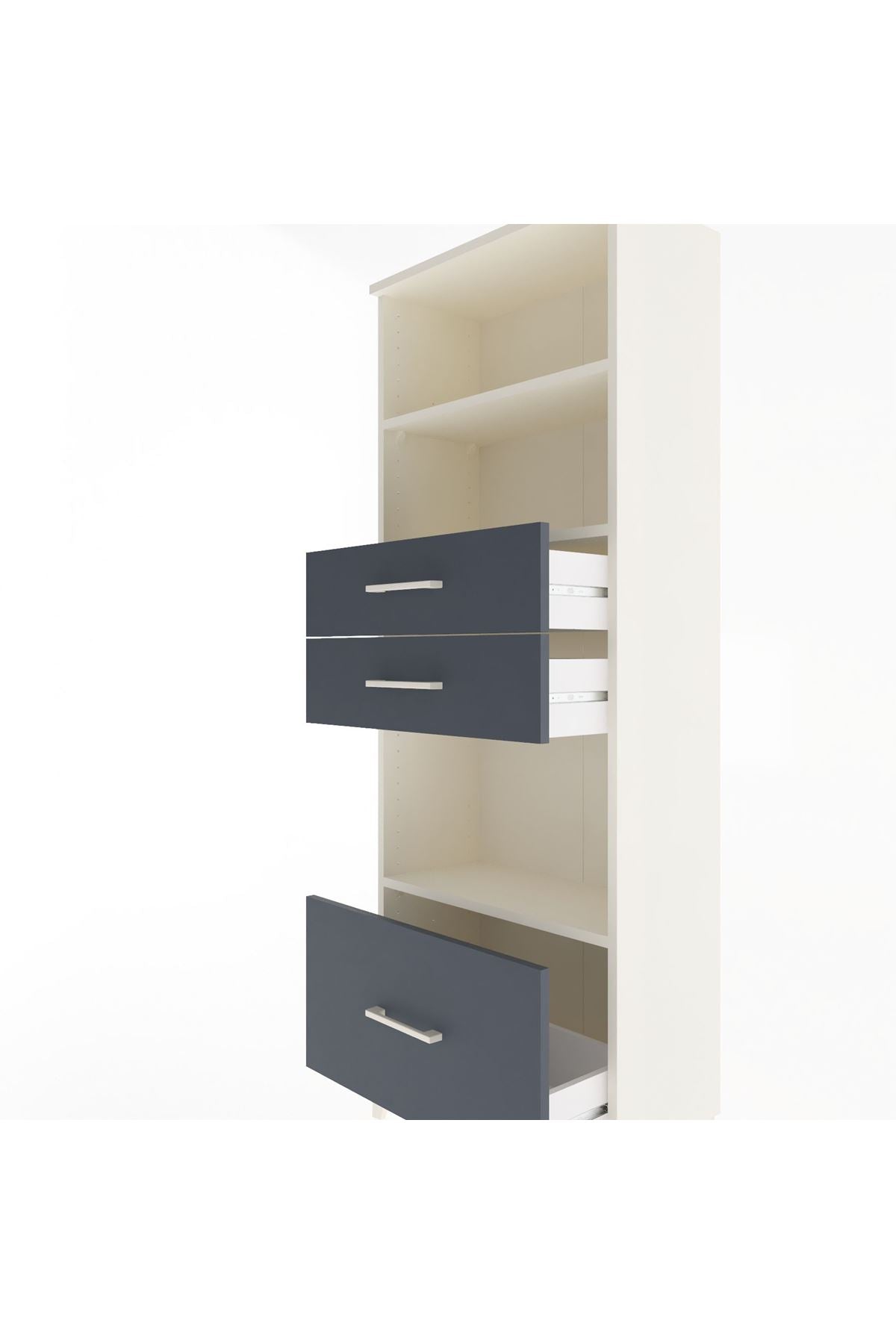 Arges Dolap 3 Raflı 3 Çekmeceli 60x30x163 Aytaşı-Antrasit