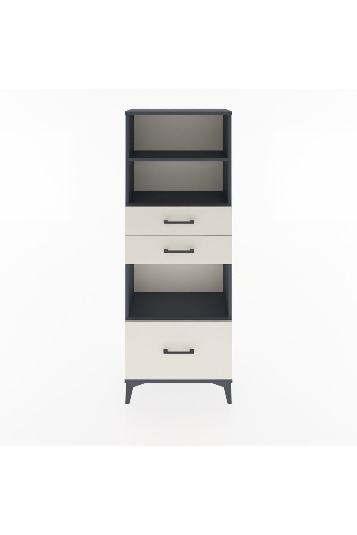 Arges Dolap 3 Raflı 3 Çekmeceli 60x30x163 Antrasit-Aytaşı