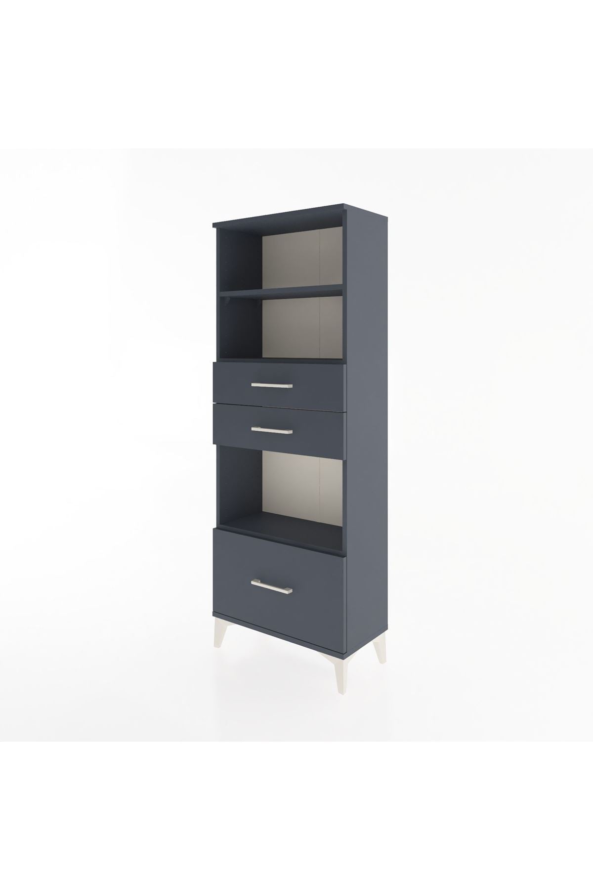 Arges Dolap 3 Raflı 3 Çekmeceli 60x30x163 Antrasit-Antrasit