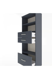 Arges Dolap 3 Raflı 3 Çekmeceli 60x30x163 Antrasit-Antrasit