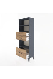 Arges Dolap 3 Raflı 3 Çekmeceli 60x30x163 Antrasit-Çam