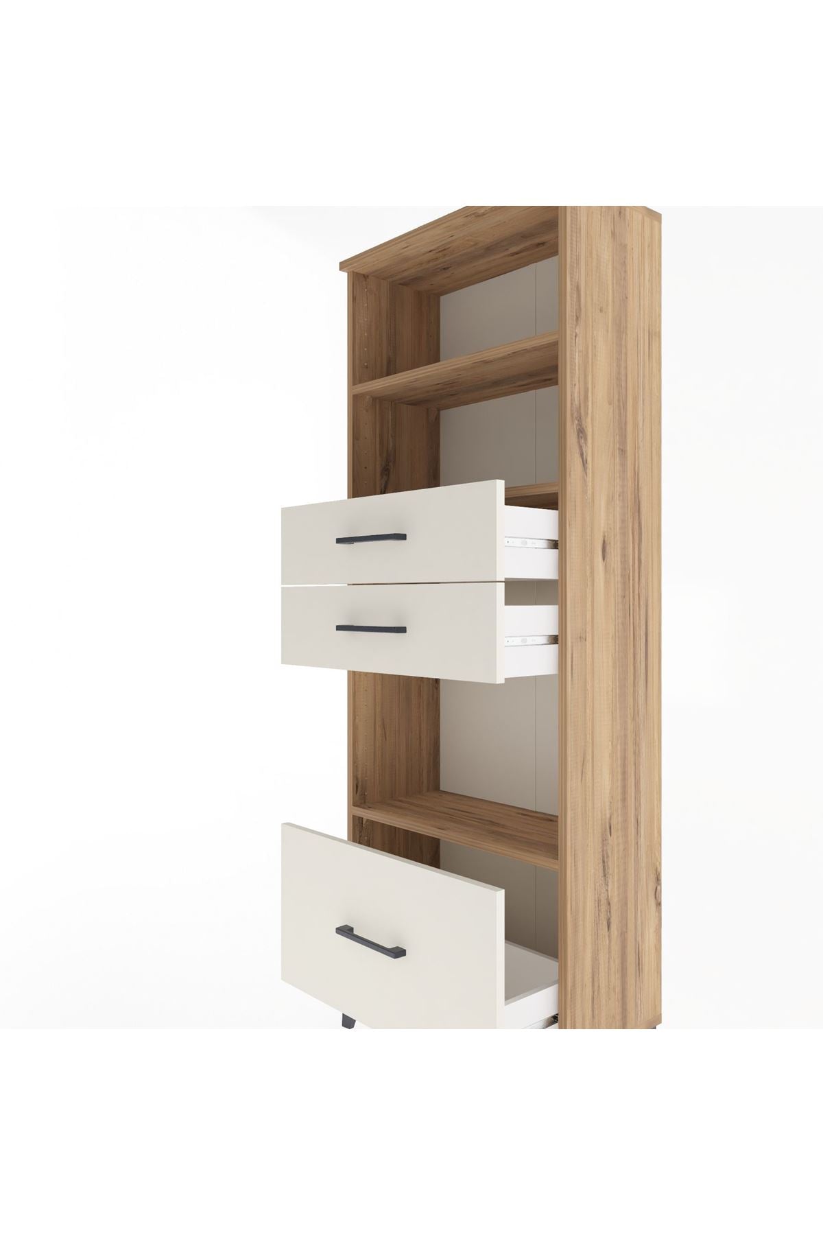 Arges Dolap 3 Raflı 3 Çekmeceli 60x30x163 Çam-Aytaşı