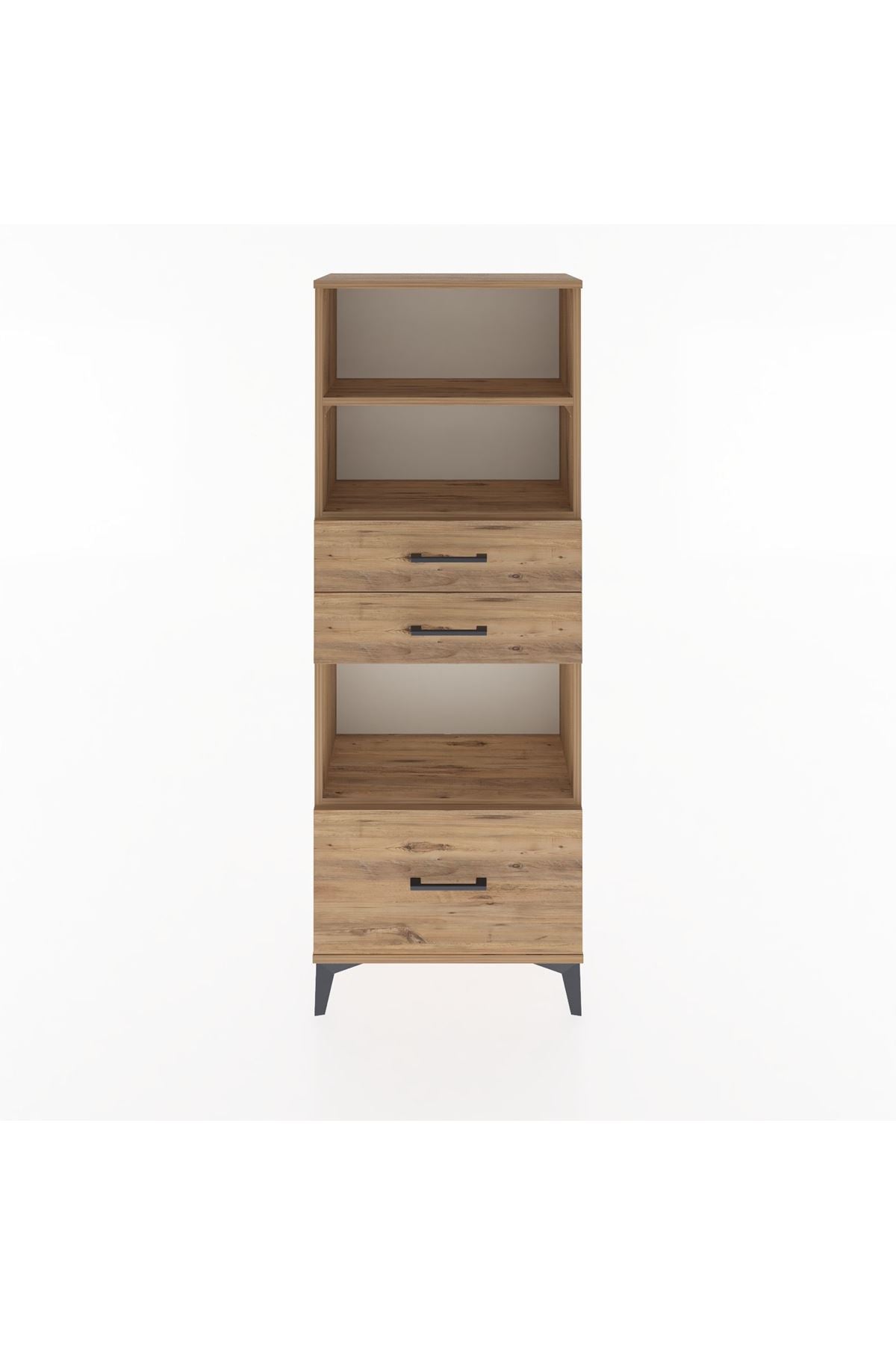 Arges Dolap 3 Raflı 3 Çekmeceli 60x30x163 Çam-Çam