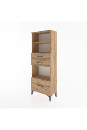 Arges Dolap 3 Raflı 3 Çekmeceli 60x30x163 Çam-Çam