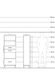 Arges Dolap 3 Raflı 3 Çekmeceli 60x30x163 Çam-Antrasit