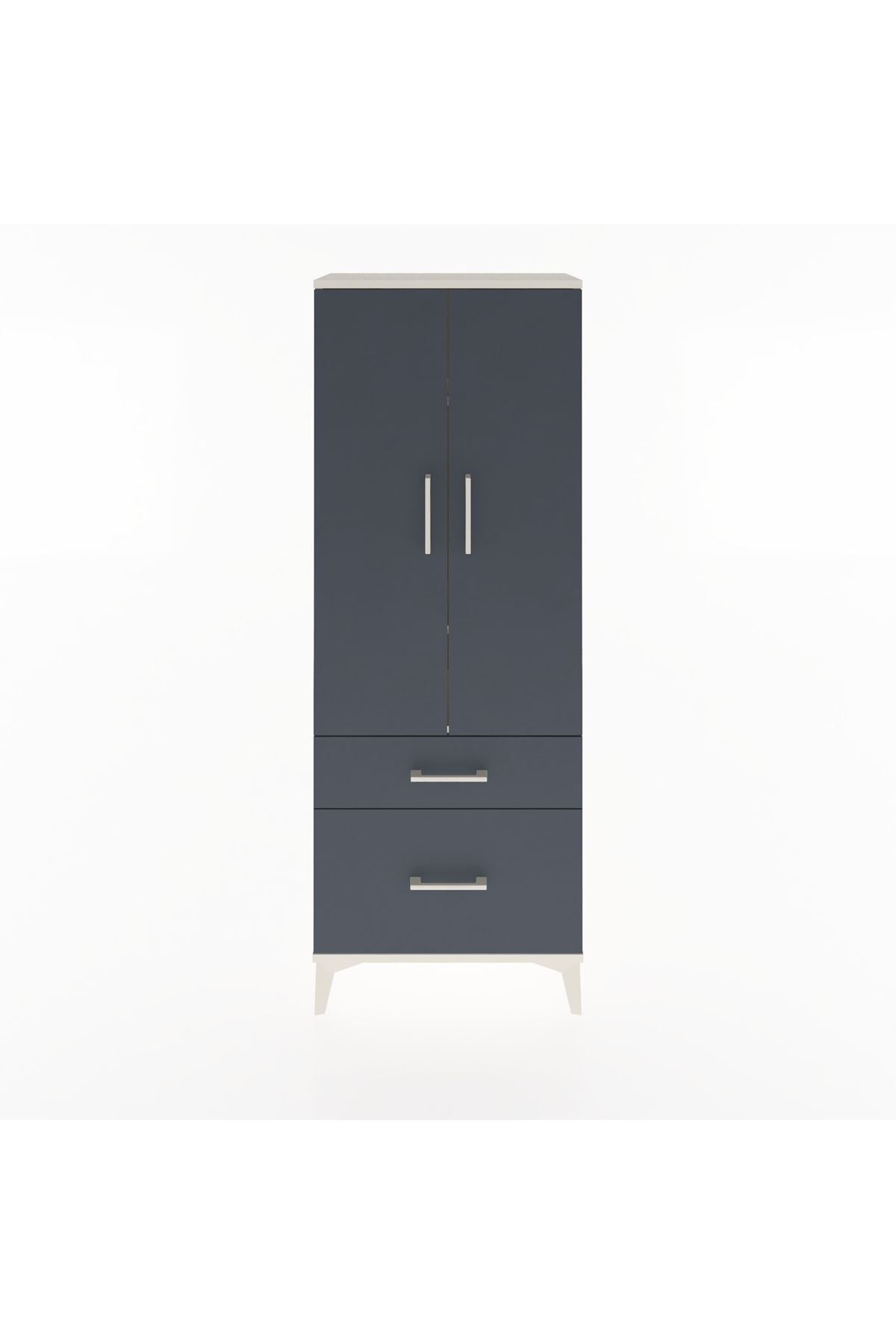 Arges Dolap 3 Raflı 2 Çekmeceli 2 Kapaklı 60x30x163 Aytaşı-Antrasit