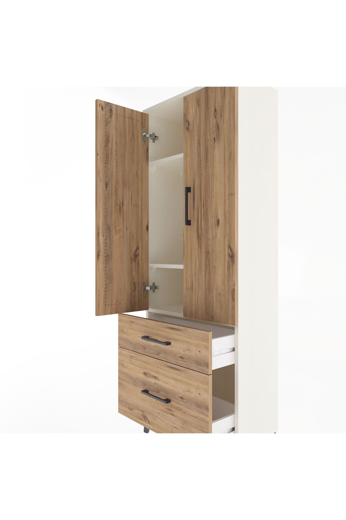 Arges Dolap 3 Raflı 2 Çekmeceli 2 Kapaklı 60x30x163 Aytaşı-Çam