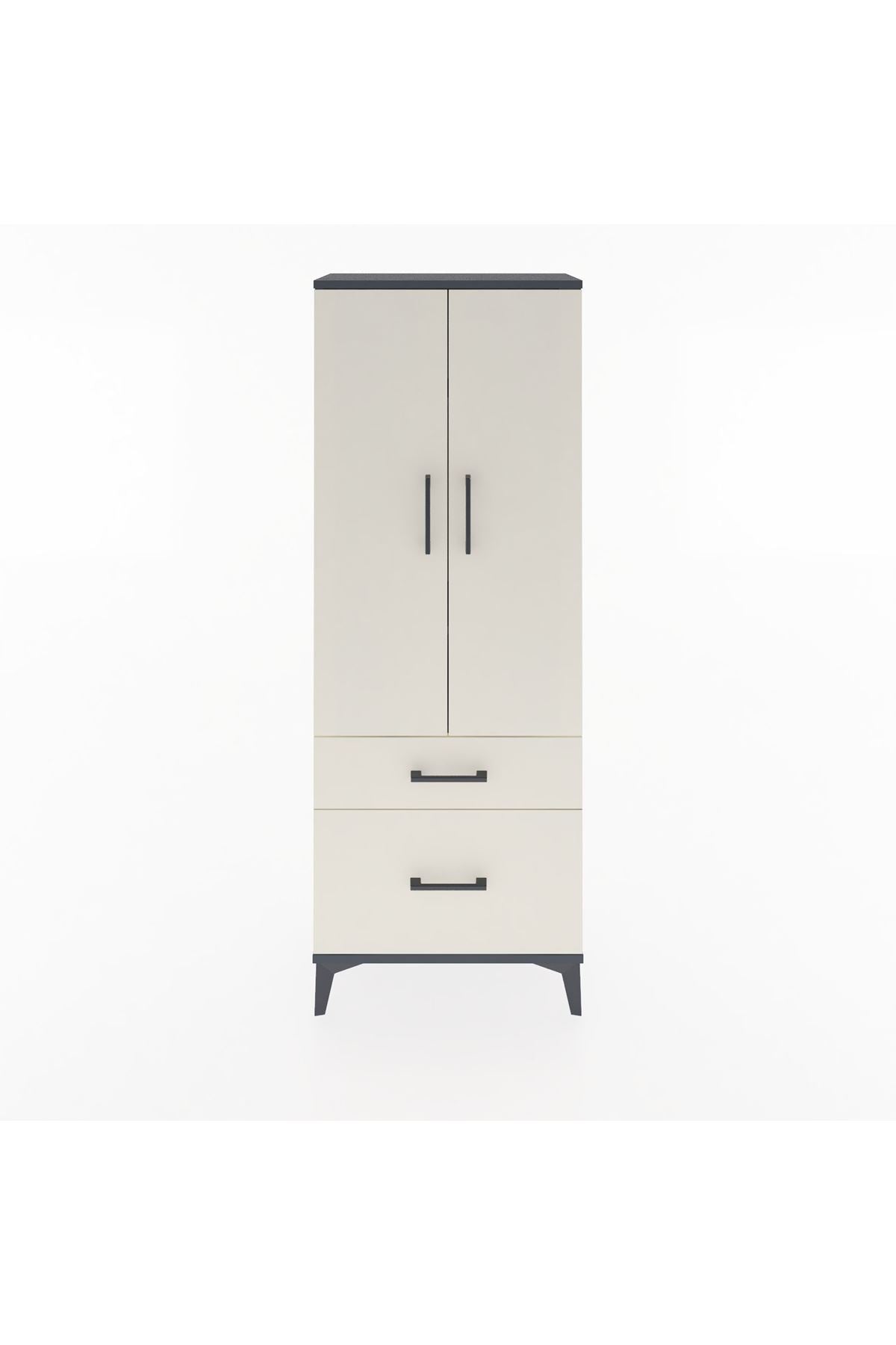 Arges Dolap 3 Raflı 2 Çekmeceli 2 Kapaklı 60x30x163 Antrasit-Aytaşı