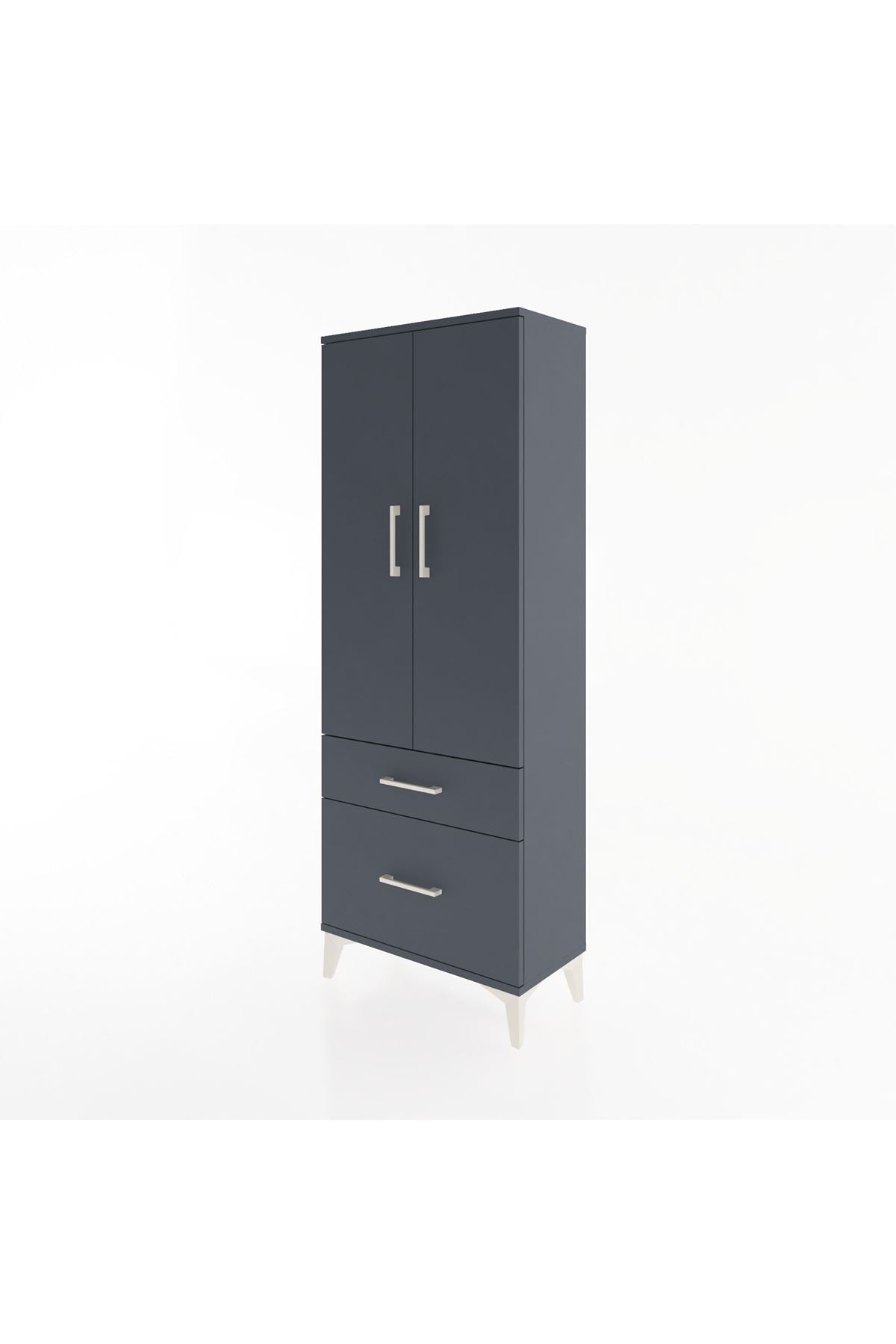 Arges Dolap 3 Raflı 2 Çekmeceli 2 Kapaklı 60x30x163 Antrasit-Antrasit