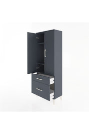 Arges Dolap 3 Raflı 2 Çekmeceli 2 Kapaklı 60x30x163 Antrasit-Antrasit