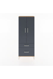 Arges Dolap 3 Raflı 2 Çekmeceli 2 Kapaklı 60x30x163 Çam-Antrasit