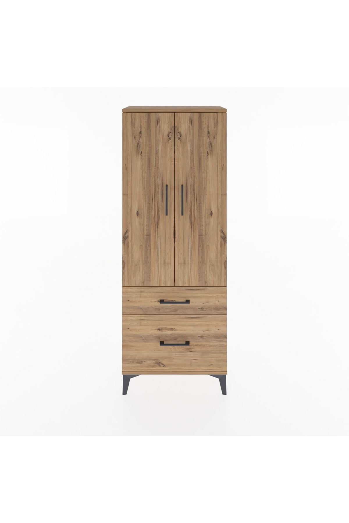 Arges Dolap 3 Raflı 2 Çekmeceli 2 Kapaklı 60x30x163 Çam-Çam