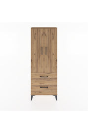 Arges Dolap 3 Raflı 2 Çekmeceli 2 Kapaklı 60x30x163 Çam-Çam