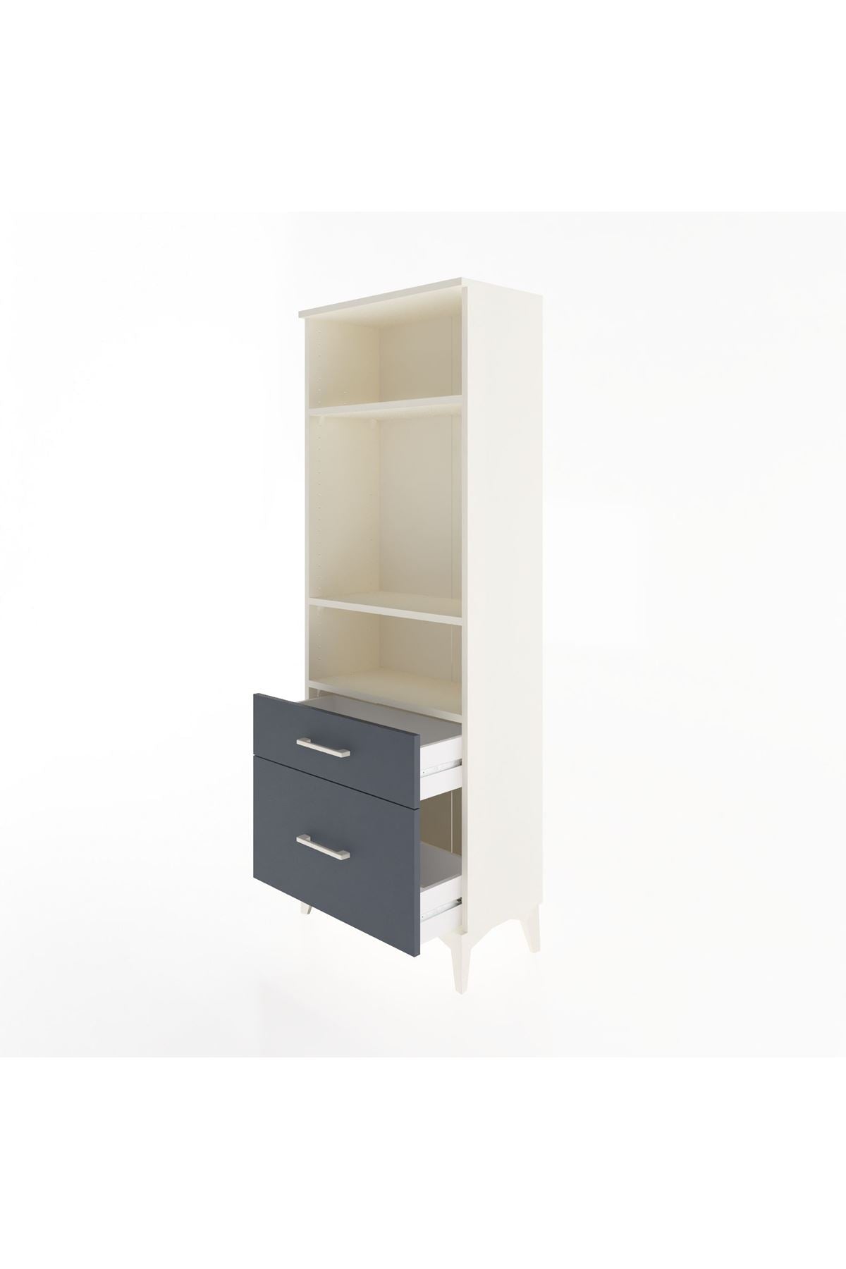 Arges Dolap 3 Raflı 2 Çekmeceli 60x30x163 Aytaşı-Antrasit