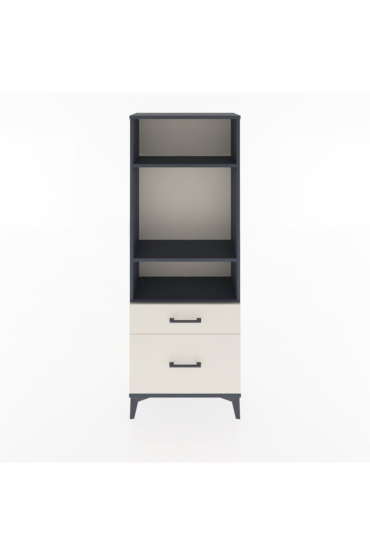 Arges Dolap 3 Raflı 2 Çekmeceli 60x30x163 Antrasit-Aytaşı