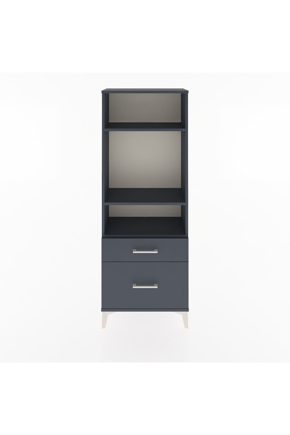 Arges Dolap 3 Raflı 2 Çekmeceli 60x30x163 Antrasit-Antrasit