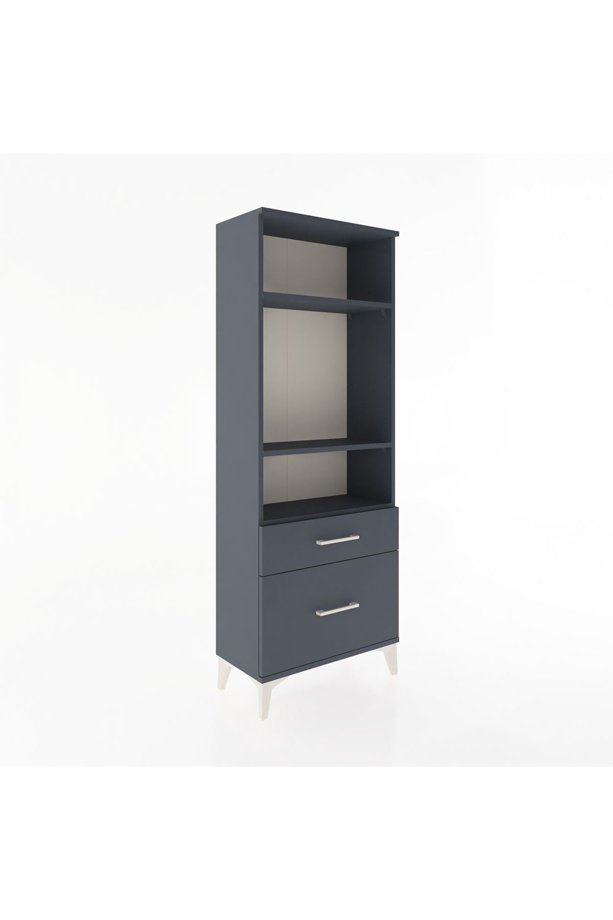 Arges Dolap 3 Raflı 2 Çekmeceli 60x30x163 Antrasit-Antrasit