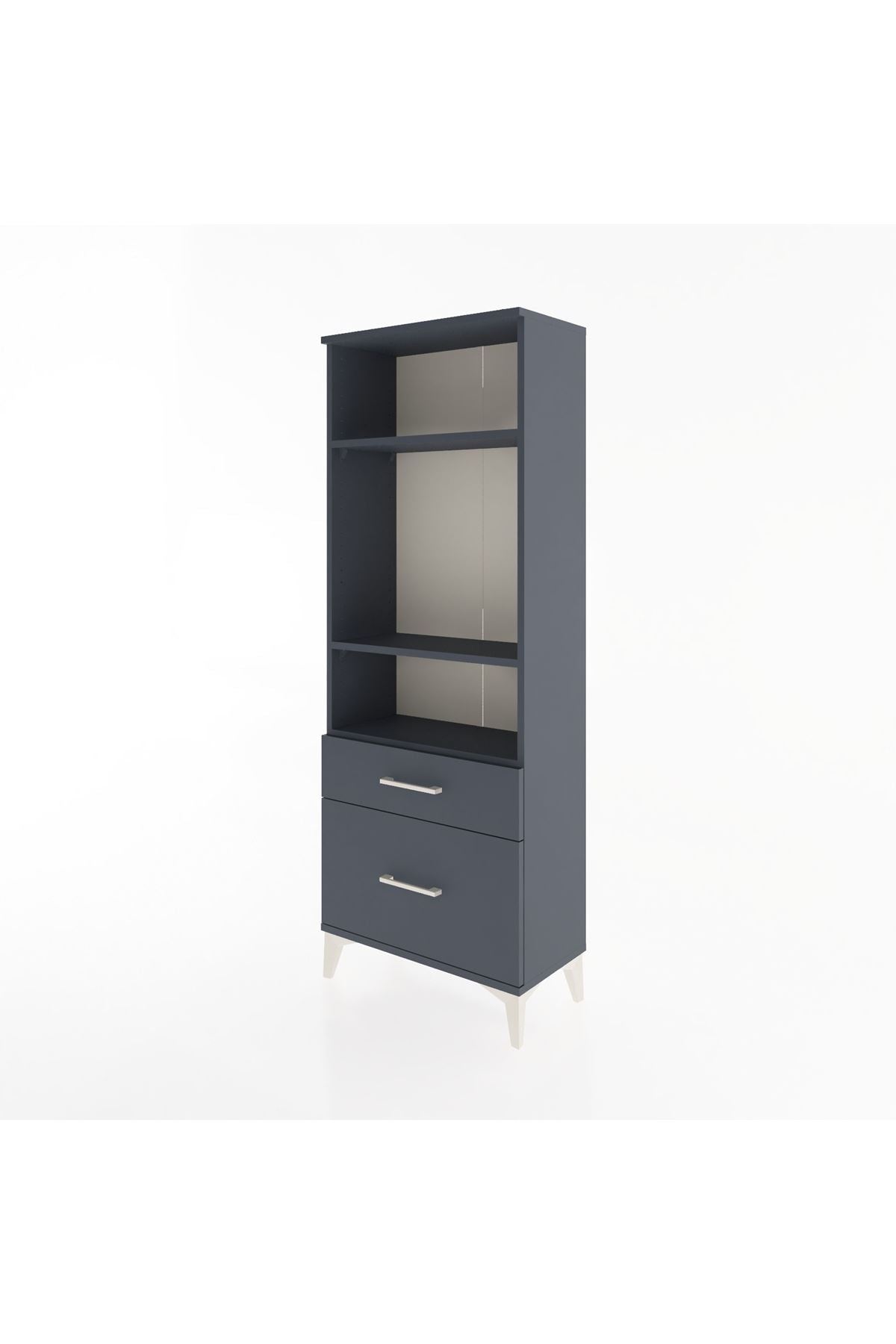 Arges Dolap 3 Raflı 2 Çekmeceli 60x30x163 Antrasit-Antrasit