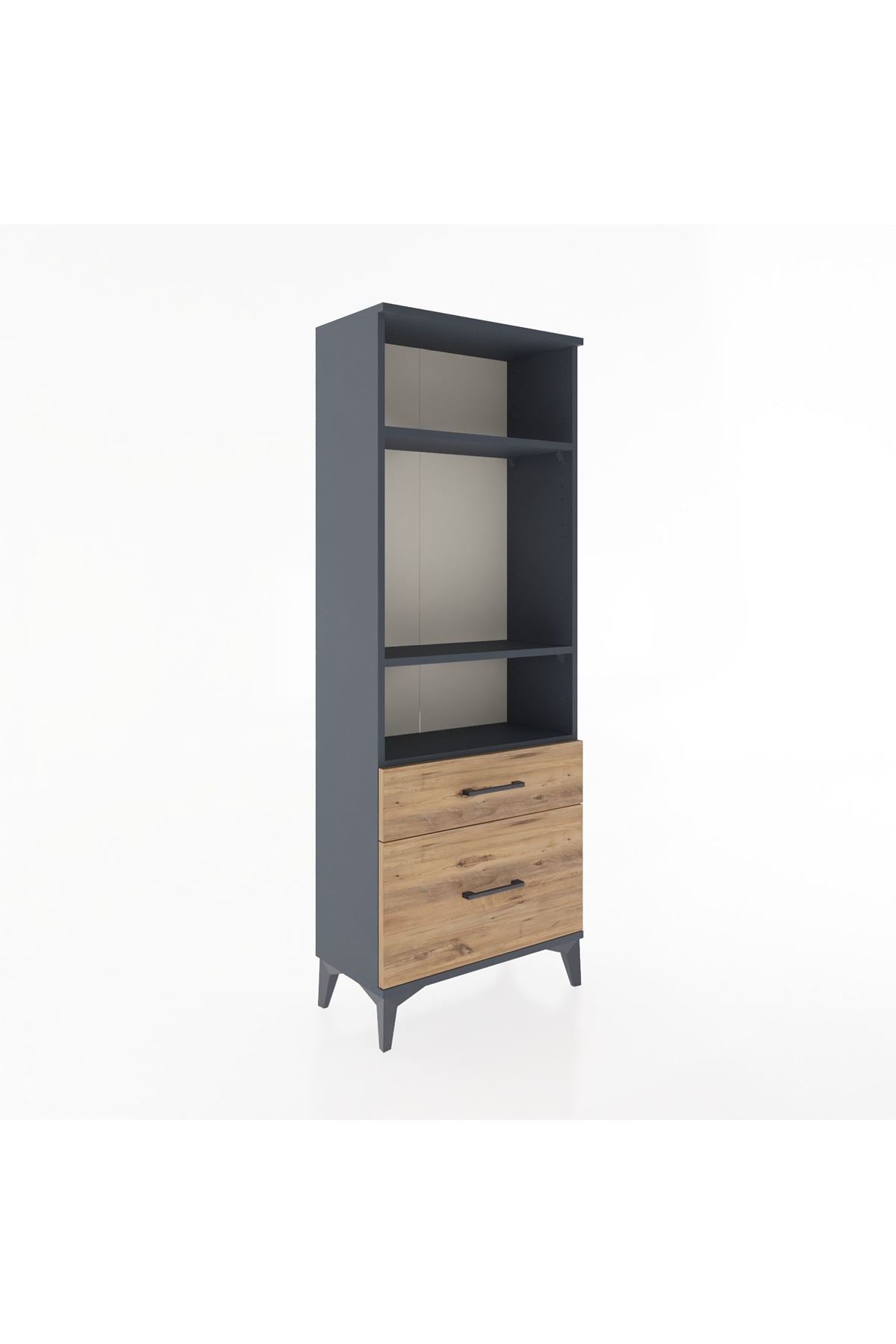 Arges Dolap 3 Raflı 2 Çekmeceli 60x30x163 Antrasit-Çam