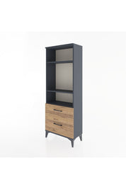 Arges Dolap 3 Raflı 2 Çekmeceli 60x30x163 Antrasit-Çam