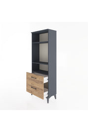 Arges Dolap 3 Raflı 2 Çekmeceli 60x30x163 Antrasit-Çam