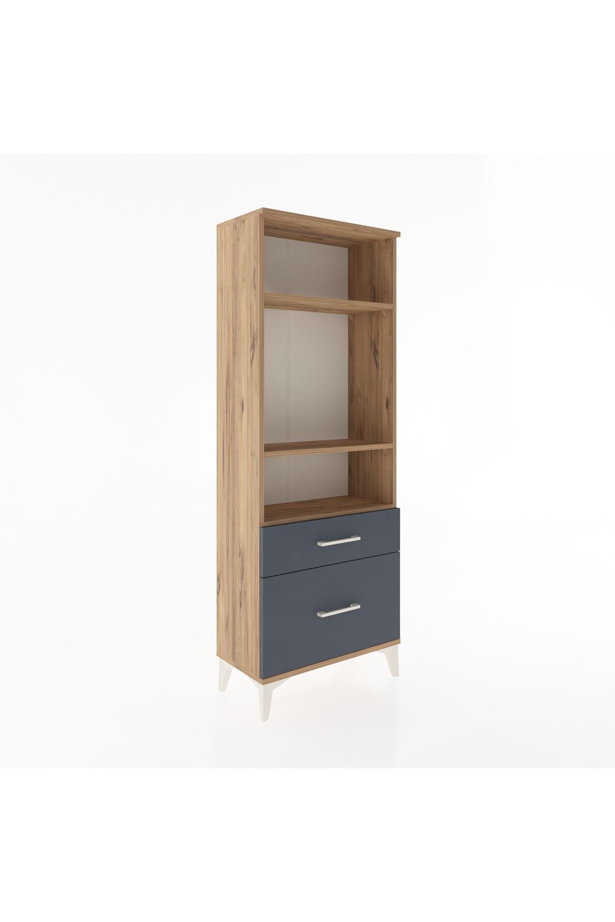 Arges Dolap 3 Raflı 2 Çekmeceli 60x30x163 Çam-Antrasit