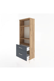 Arges Dolap 3 Raflı 2 Çekmeceli 60x30x163 Çam-Antrasit