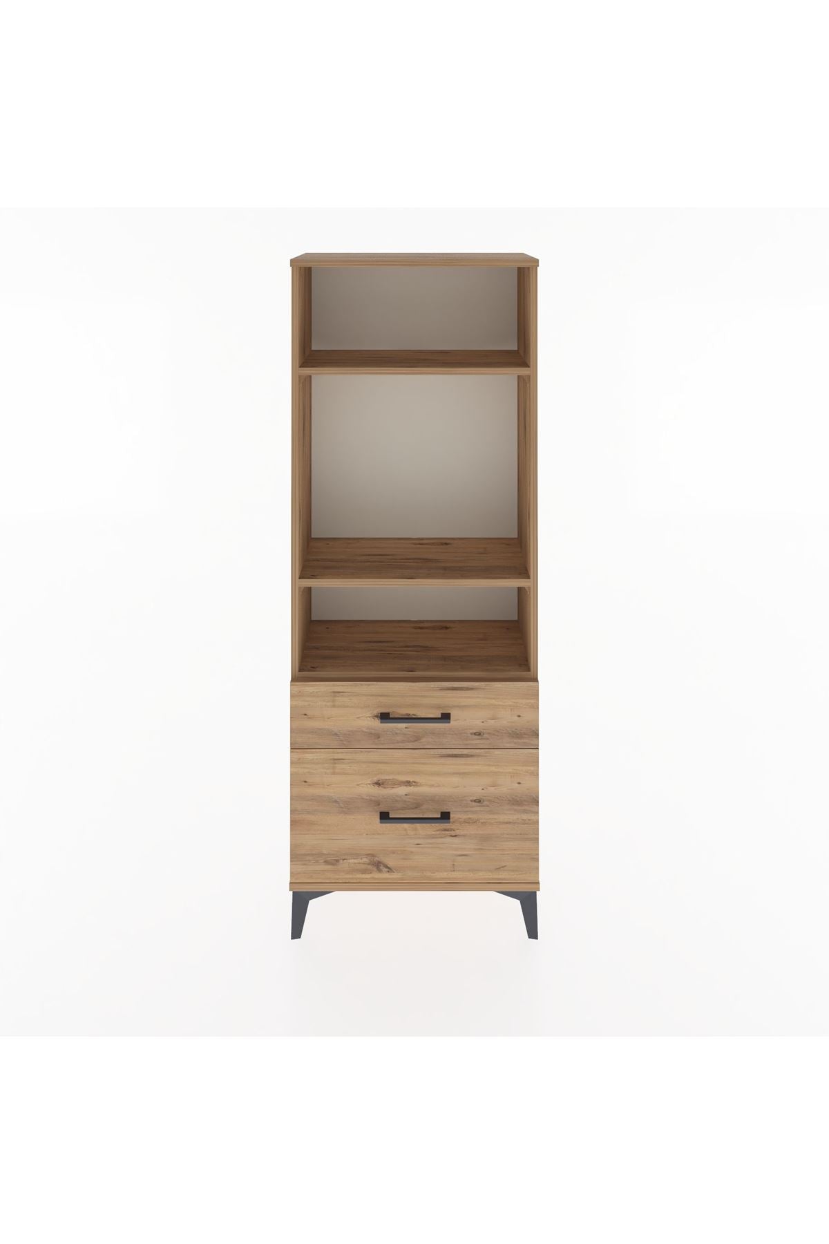 Arges Dolap 3 Raflı 2 Çekmeceli 60x30x163 Çam-Çam