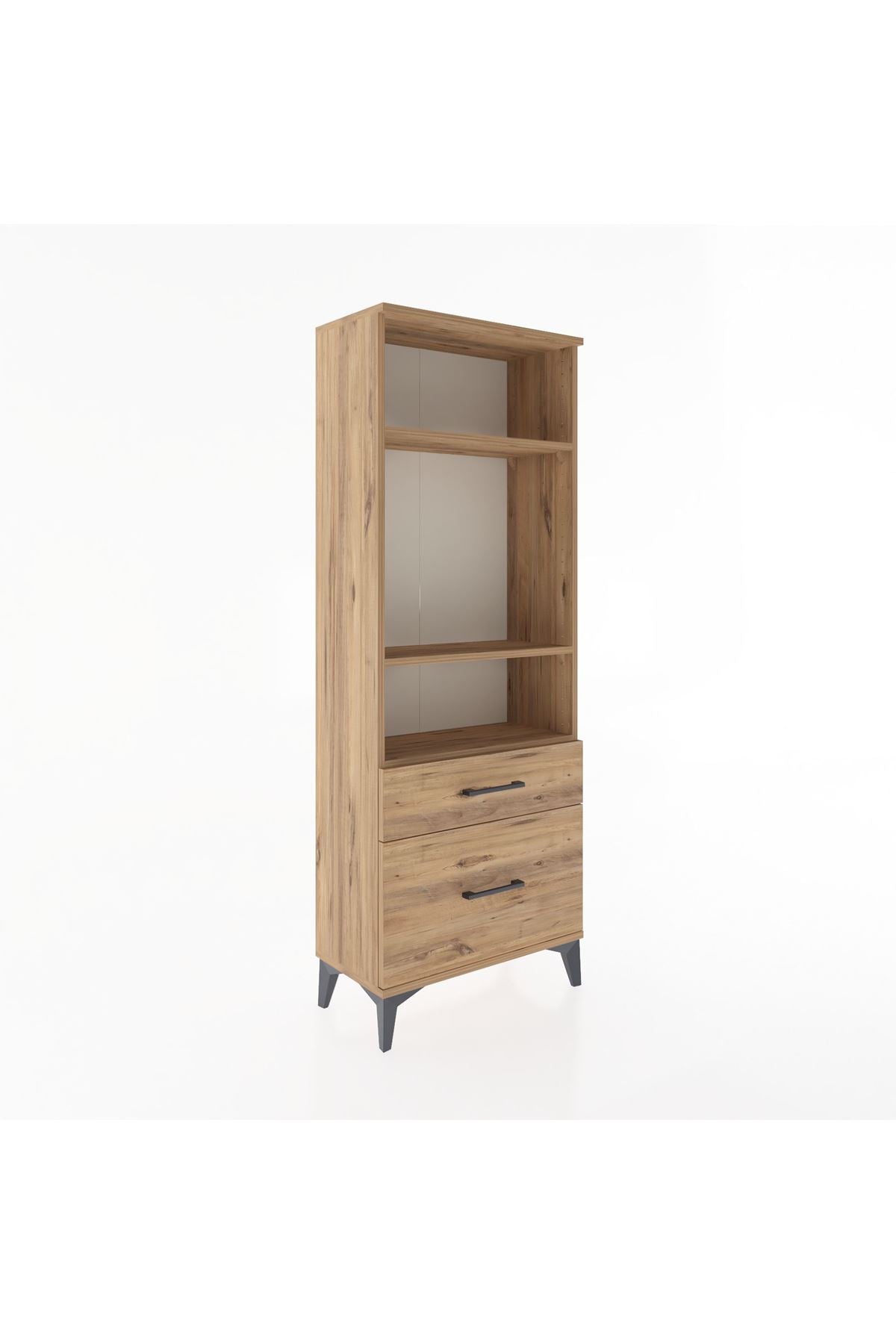 Arges Dolap 3 Raflı 2 Çekmeceli 60x30x163 Çam-Çam