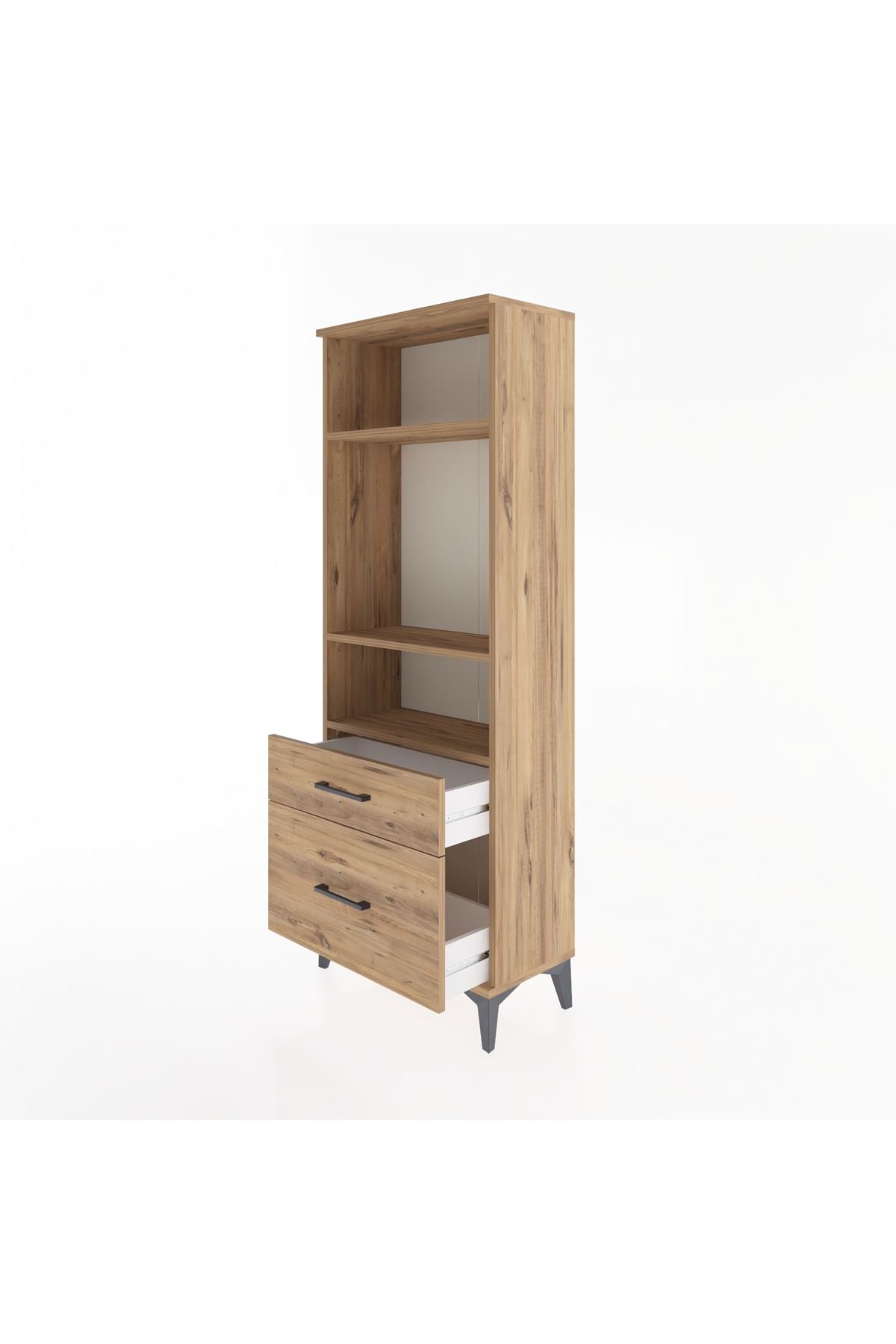 Arges Dolap 3 Raflı 2 Çekmeceli 60x30x163 Çam-Çam