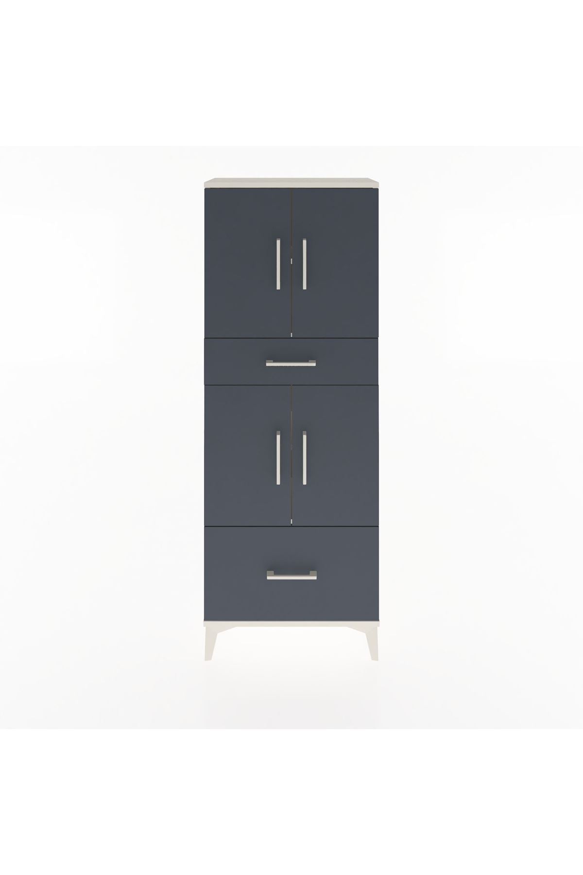 Arges Dolap 4 Raflı 2 Çekmeceli 4 Kapaklı 60x30x163 Aytaşı-Antrasit