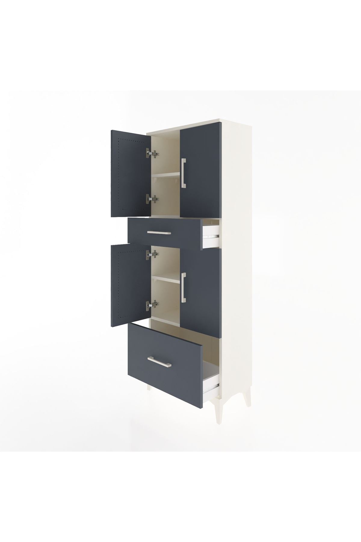 Arges Dolap 4 Raflı 2 Çekmeceli 4 Kapaklı 60x30x163 Aytaşı-Antrasit