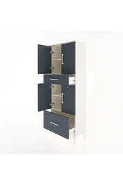 Arges Dolap 4 Raflı 2 Çekmeceli 4 Kapaklı 60x30x163 Aytaşı-Antrasit