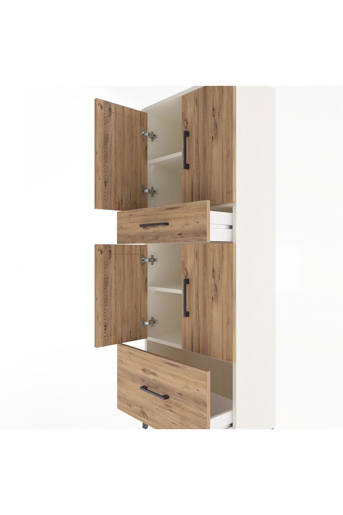 Arges Dolap 4 Raflı 2 Çekmeceli 4 Kapaklı 60x30x163 Aytaşı-Çam