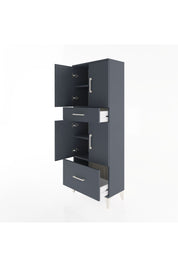 Arges Dolap 4 Raflı 2 Çekmeceli 4 Kapaklı 60x30x163 Antrasit-Antrasit