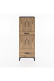 Arges Dolap 4 Raflı 2 Çekmeceli 4 Kapaklı 60x30x163 Antrasit-Çam
