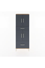 Arges Dolap 4 Raflı 2 Çekmeceli 4 Kapaklı 60x30x163 Çam-Antrasit