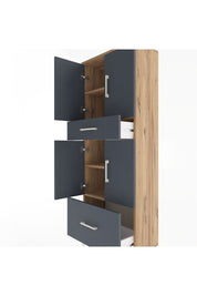 Arges Dolap 4 Raflı 2 Çekmeceli 4 Kapaklı 60x30x163 Çam-Antrasit