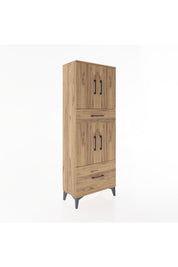 Arges Dolap 4 Raflı 2 Çekmeceli 4 Kapaklı 60x30x163 Çam-Çam