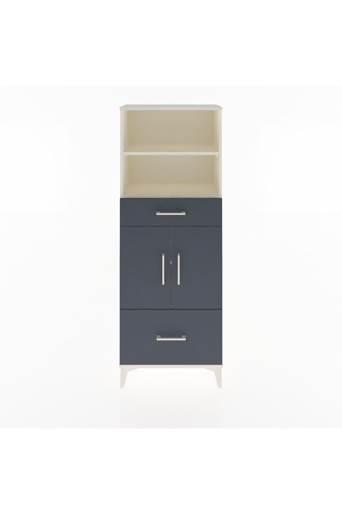 Arges Dolap 4 Raflı 2 Çekmeceli 2 Kapaklı 60x30x163 Aytaşı-Antrasit