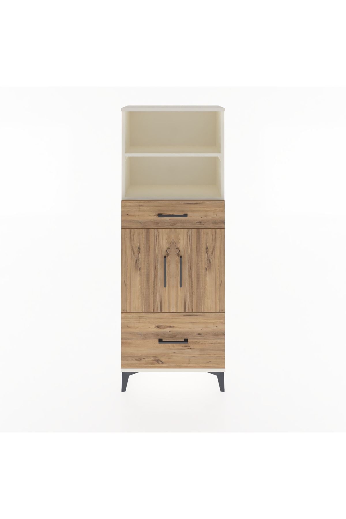 Arges Dolap 4 Raflı 2 Çekmeceli 2 Kapaklı 60x30x163 Aytaşı-Çam
