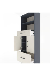 Arges Dolap 4 Raflı 2 Çekmeceli 2 Kapaklı 60x30x163 Antrasit-Aytaşı