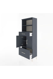 Arges Dolap 4 Raflı 2 Çekmeceli 2 Kapaklı 60x30x163 Antrasit-Antrasit