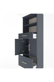 Arges Dolap 4 Raflı 2 Çekmeceli 2 Kapaklı 60x30x163 Antrasit-Antrasit