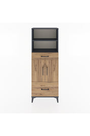 Arges Dolap 4 Raflı 2 Çekmeceli 2 Kapaklı 60x30x163 Antrasit-Çam