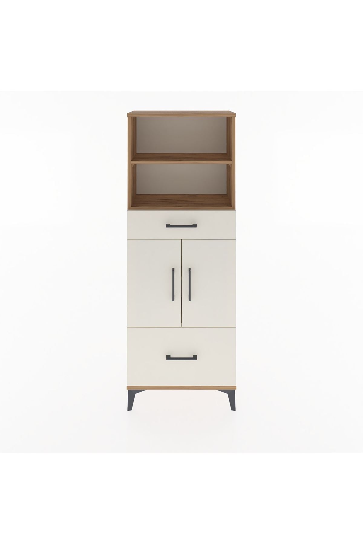 Arges Dolap 4 Raflı 2 Çekmeceli 2 Kapaklı 60x30x163 Çam-Aytaşı