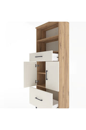 Arges Dolap 4 Raflı 2 Çekmeceli 2 Kapaklı 60x30x163 Çam-Aytaşı